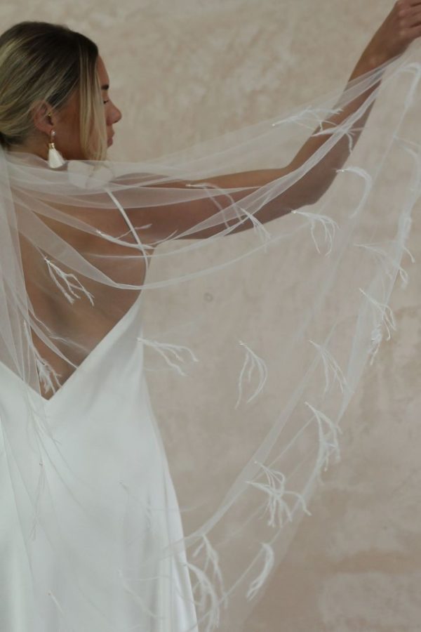 Hayze Feather Veil at Hannah Elizabeth Bridal