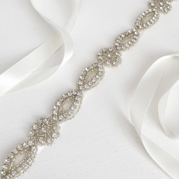 Lucy Wedding Belt Sash White Designs
