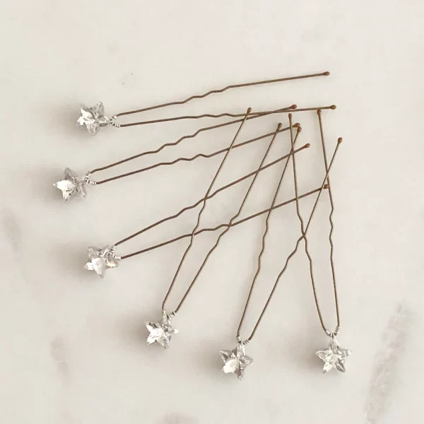 Swarvoski Star Pins White Designs